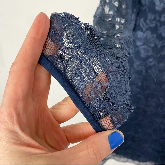 DVF Diane Von Furstenberg New Zarita Lace Dress Size Small Long Sleeve Navy Blue - Picture 7 of 16